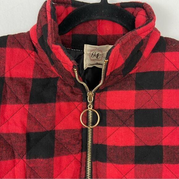 Women's Black Red Buffalo Check Vest Holidays Christmas Cabin Checkered Medium - Picture 12 of 14